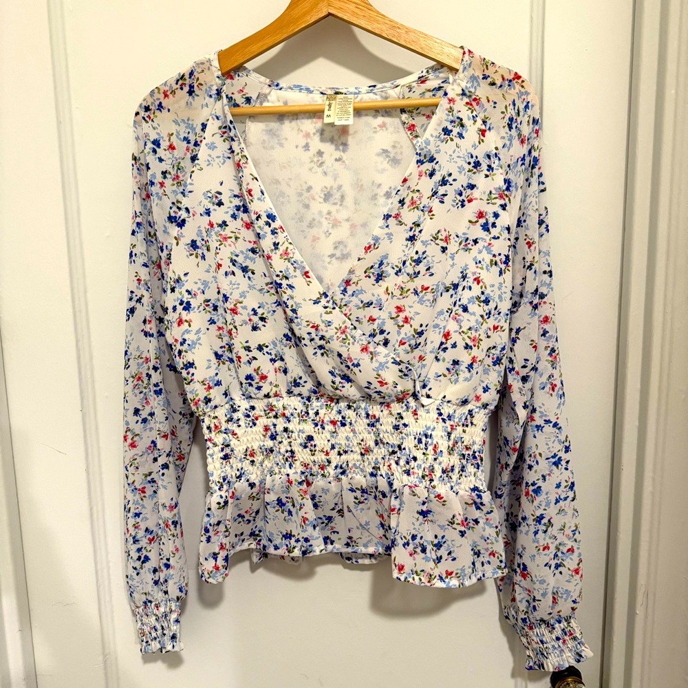 JAPNA Floral White Blouse | Size M